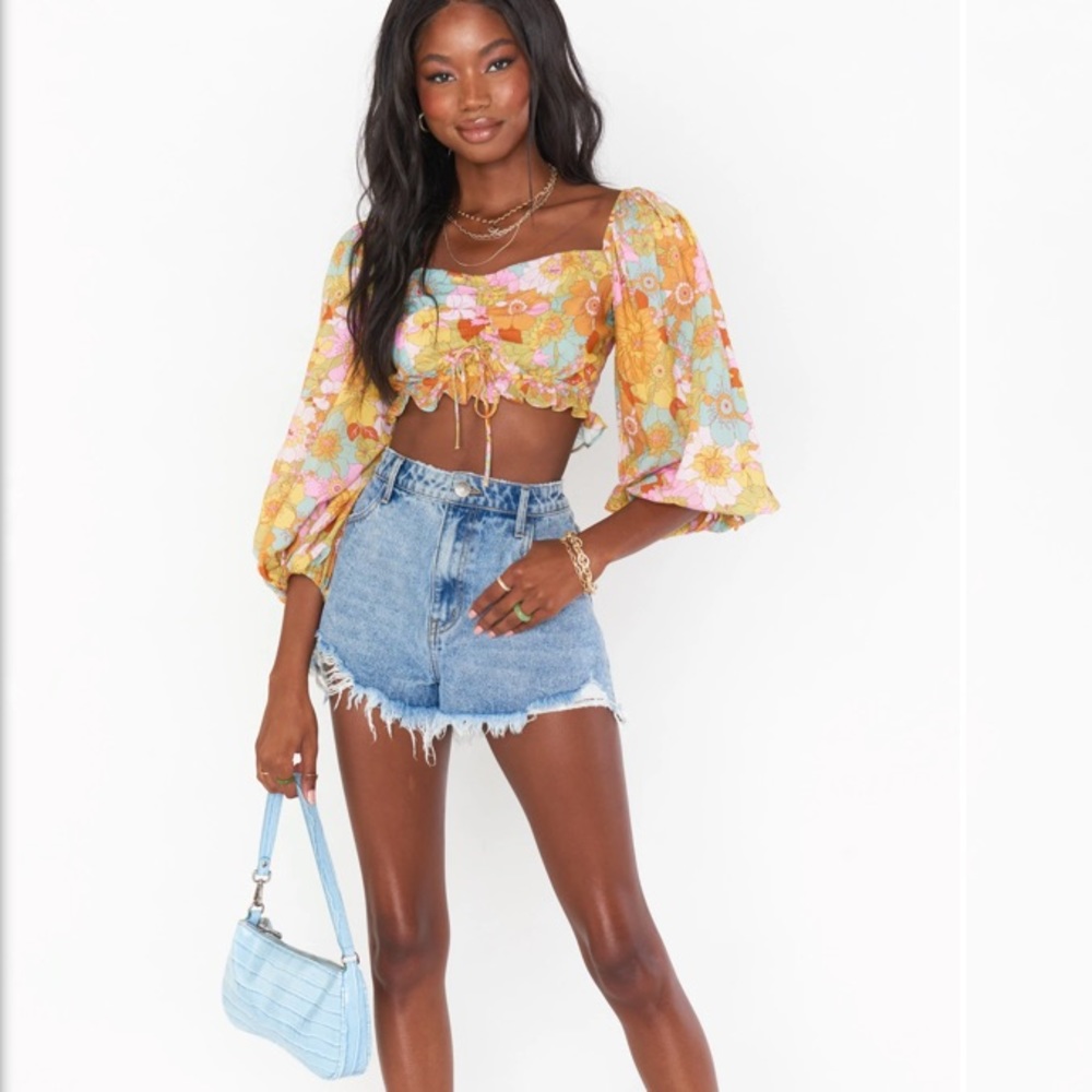 Show Me Your Mumu Jenna Floral Crop Top NWT XS